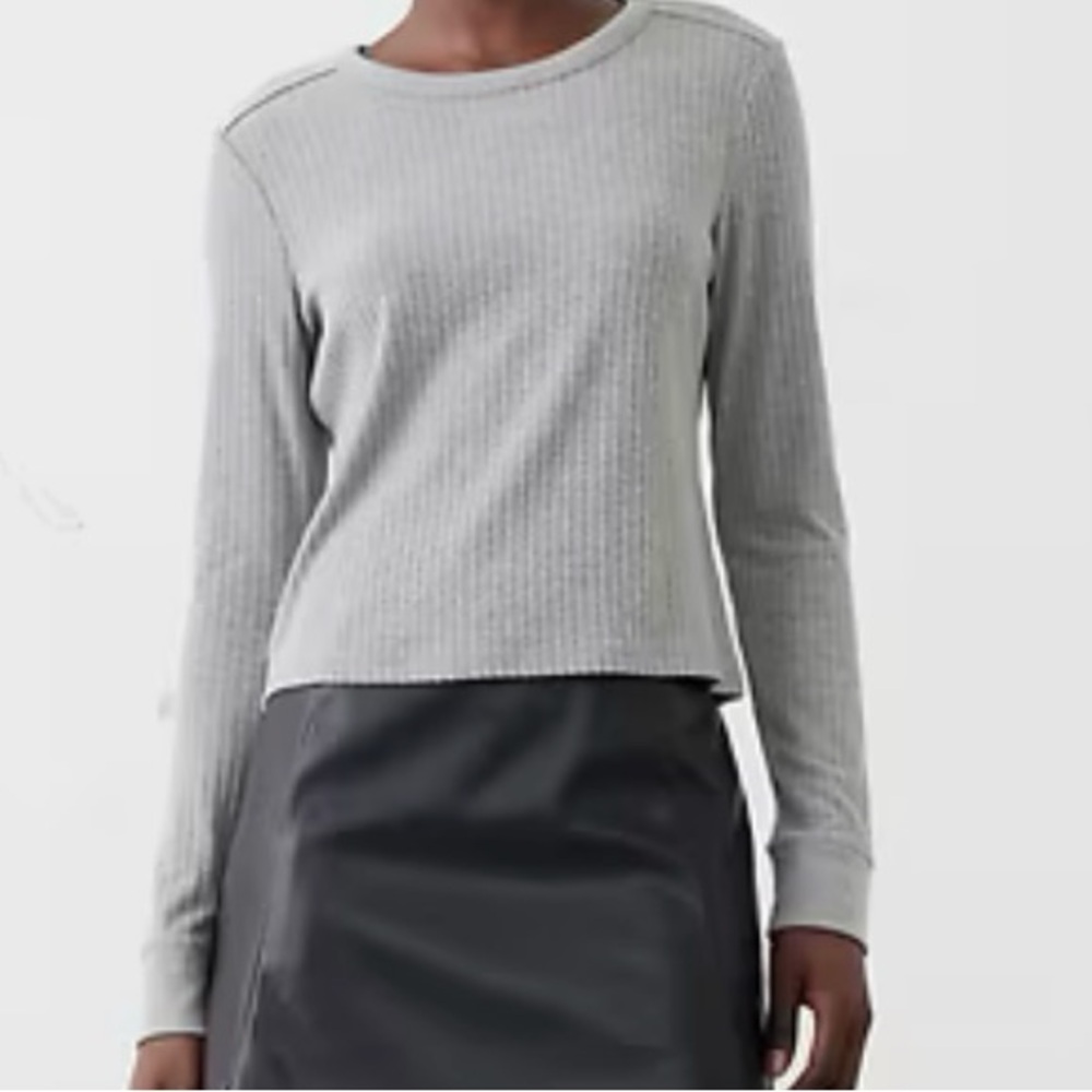 Banana Republic Factory Gray Ribbed Long Sleeve Top